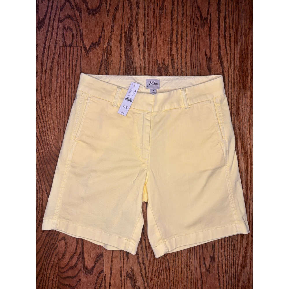 New J Crew Chino Shorts Pale Yellow Stretch Cotton Size 4 NWT Summer